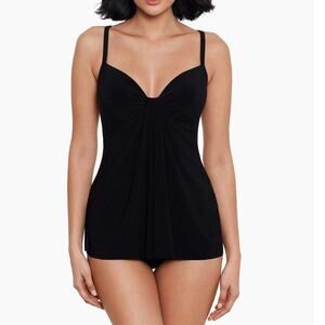 Miraclesuit Rock Solid Marina Swim Tankini Top Black 8 NEW